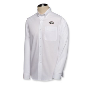 Georgia Bulldogs B&T LS Epic Easy Care Fine Twill Shirt - White